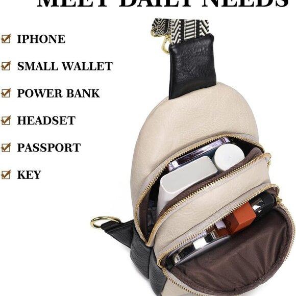 Crossbody Sling Bags Fanny Packs Leather Purses Chest Bag for Women - Picture 4 of 7